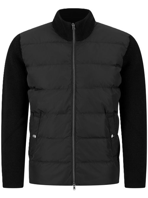 Cardigan ibrido in maglia e nylon imbottito nero HERNO | MP000138U702599300 NERO